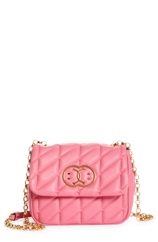 Moschino Double Smile Quilted Crossbody Bag In Violet