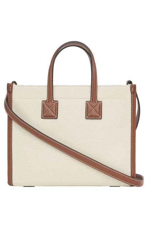 Burberry Mini Freya Tote Bag With Horseferry Print And Leather Accents In Natural/tan