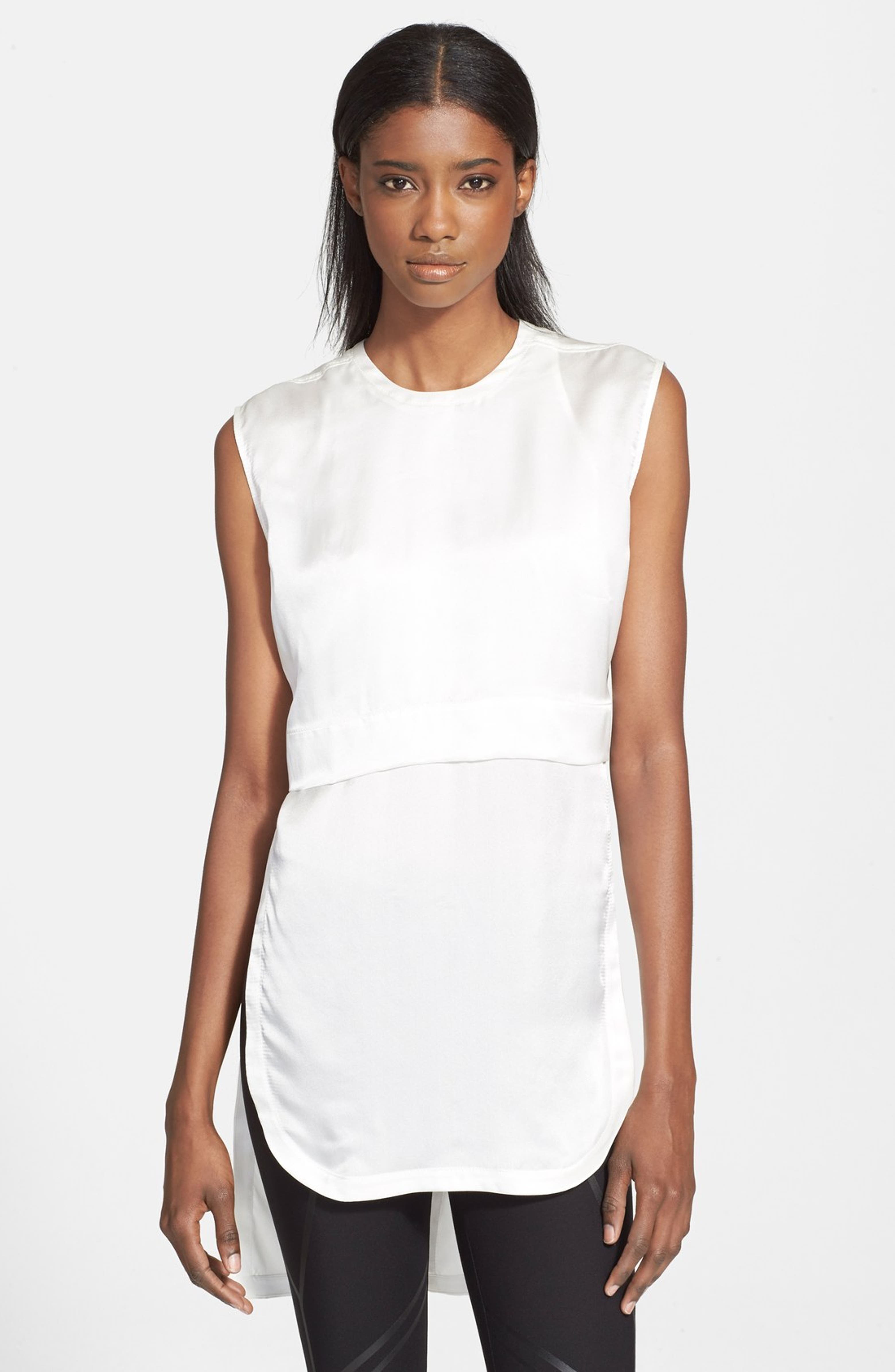 Helmut Lang Layered High/Low Silk Top | Nordstrom
