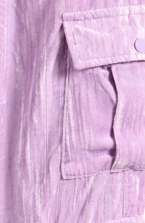 Shop Tractr Kids' Crushed Velveteen Cargo Pants In Lilac