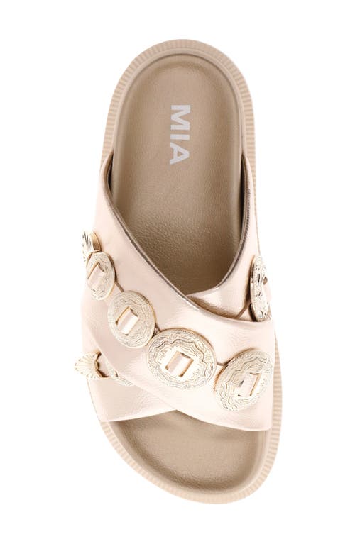 Shop Mia Gorgene Platform Sandal In Soft Gold