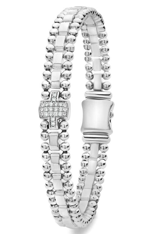 Shop Lagos Caviar Spark Diamond Station Bracelet In Silver/diamond