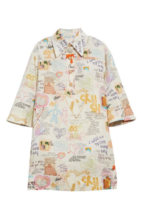 Shop Zimmermann Dear Diary Print Linen Shirtdress