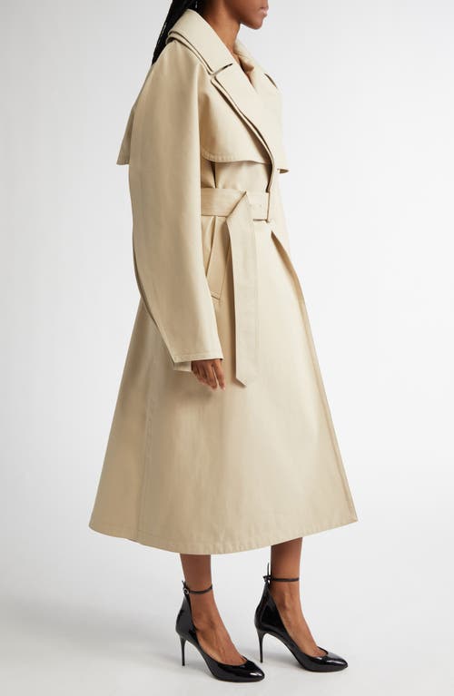 Shop Alaïa Split Sleeve Belted Trench Coat In Beige