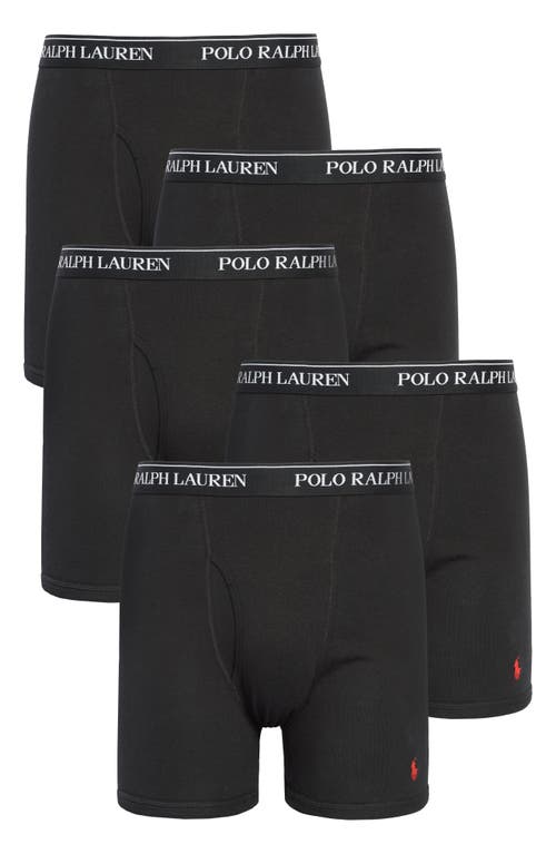 Polo Ralph Lauren 5-Pack Cotton Boxer Briefs Black at Nordstrom,