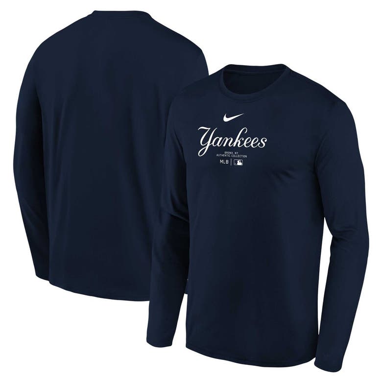 Shop Nike Youth  Navy New York Yankees Authentic Collection Long Sleeve Performance T-shirt