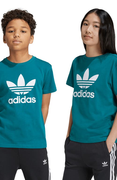 Shop Adidas Originals Adidas Kid's Trefoil Cotton Graphic T-shirt In Legacy Teal