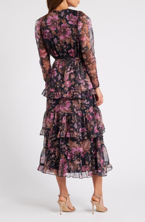 CHELSEA28 CHELSEA28 FLORAL LONG SLEEVE TIERED MIDI DRESS 