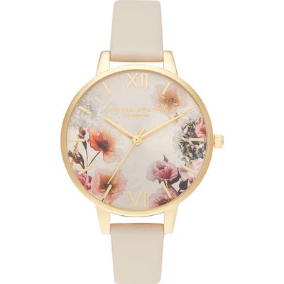 Olivia Burton Sunlight Florals Faux Leather Strap Watch, 30Mm