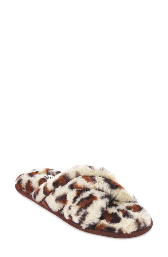 Floopi Morgan Faux Fur Crossband Slipper In Leopard