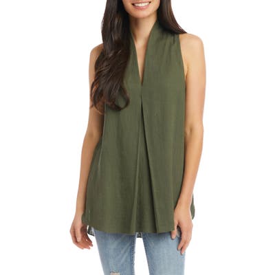 Karen Kane Front Pleat Sleeveless Top, Green