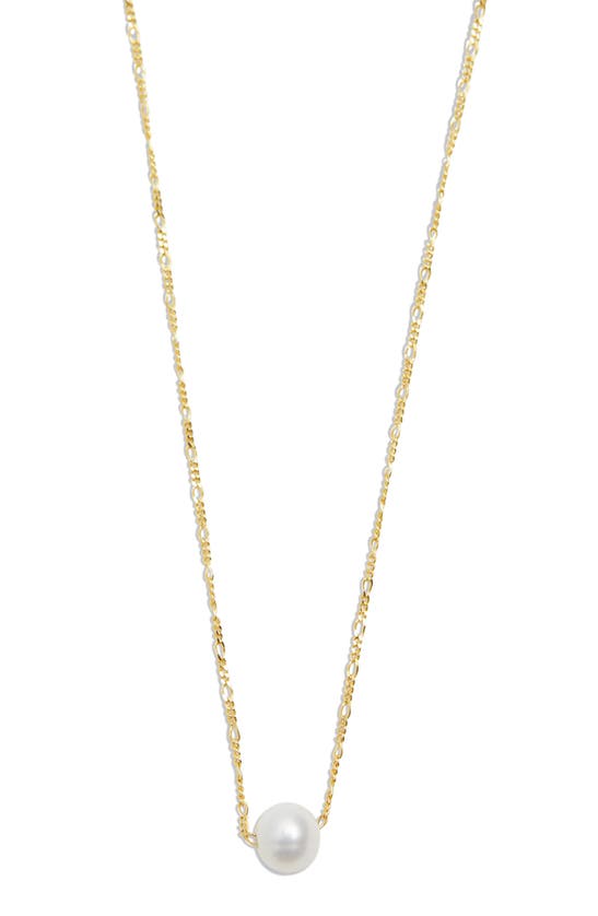 Shop Argento Vivo Sterling Silver Cultured Pearl Figaro Chain Necklace In Gold
