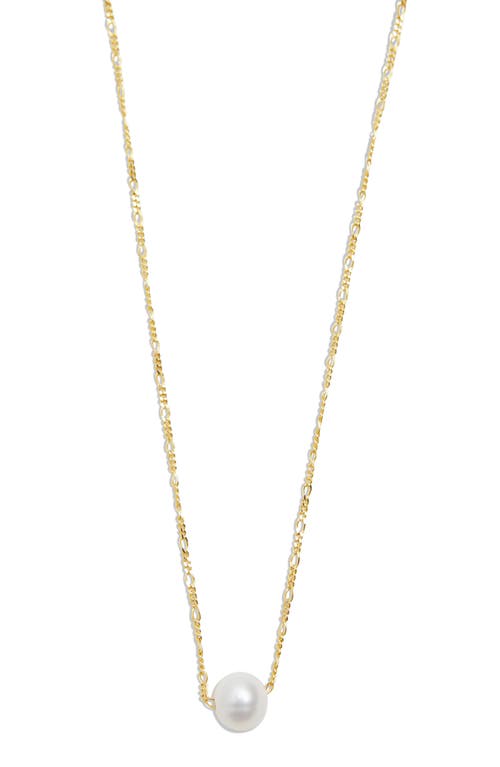 Cultured Pearl Figaro Chain Necklace in Gold
