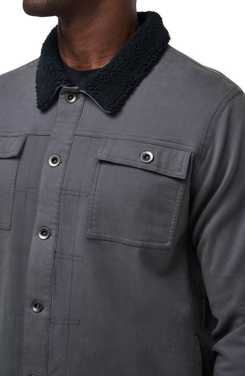 Shop Travismathew Cloud Denim Fleece Collar Jacket In Grey Pinstripe