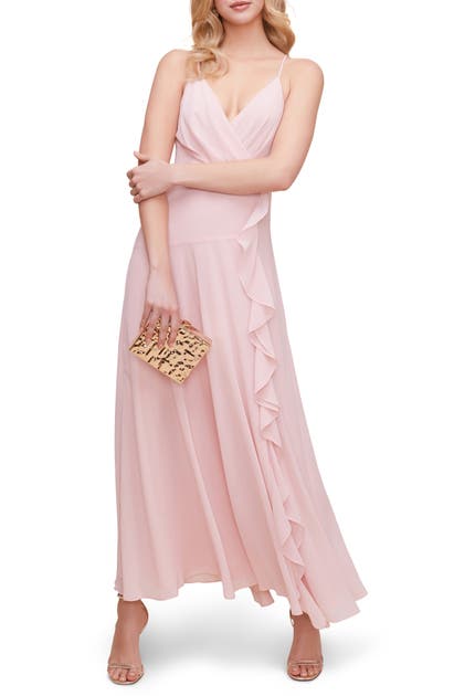 Astr Floral Ruffle Detail Maxi Dress In Pale Blush