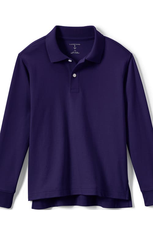 Shop Lands' End School Uniform Kids Long Sleeve Interlock Polo Shirt In Deep Purple