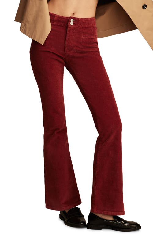 Shop Lucky Brand Stevie Seamed High Waist Corduroy Flare Pants In Hot Chili Wash