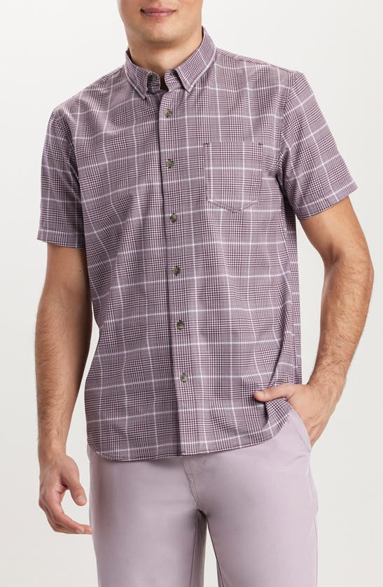 Union Print Ub Tech Short Sleeve Stretch Aero Mesh Button-up Shirt In Thistle