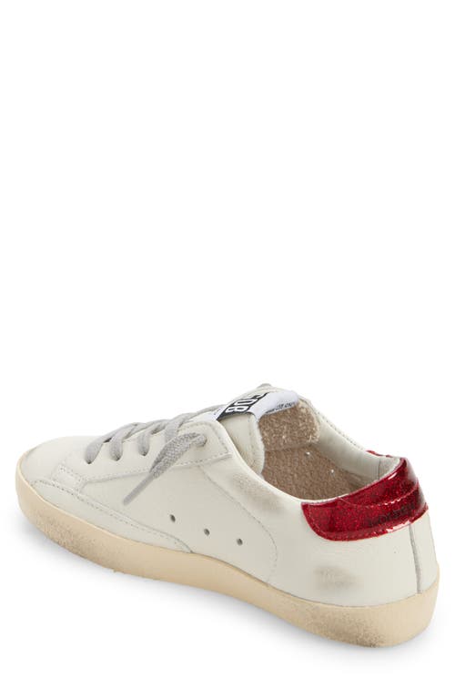 Shop Golden Goose Kids' Super-star Low Top Sneaker In White/red