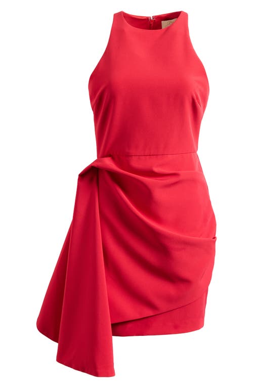 Shop Jewel Badgley Mischka Side Drape Minidress In Red