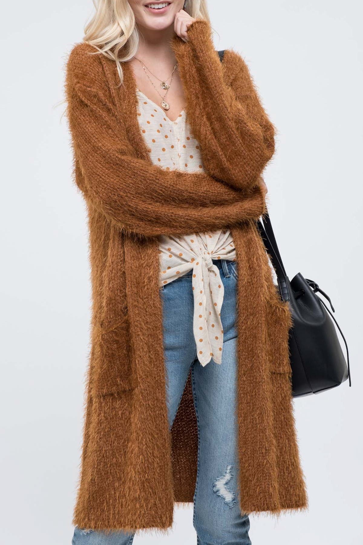 fuzzy knit cardigan
