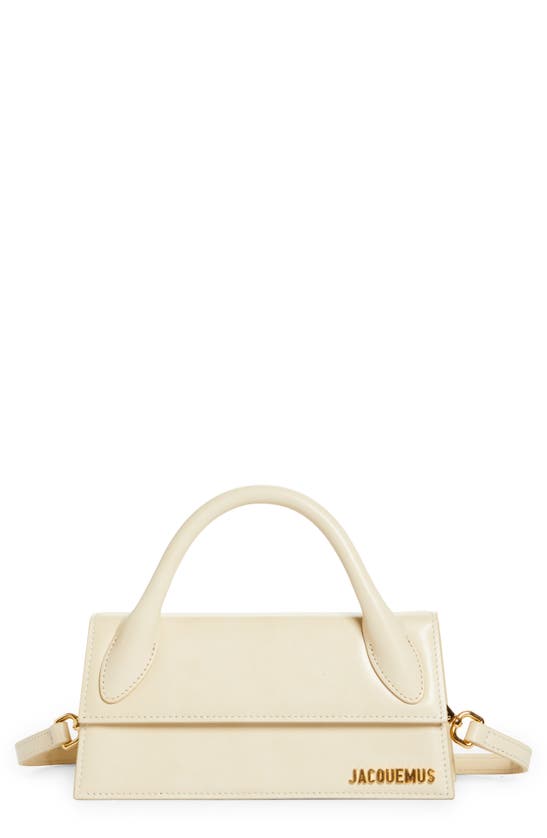 Jacquemus Le Chiquito Long Leather Top Handle Bag In Ivory