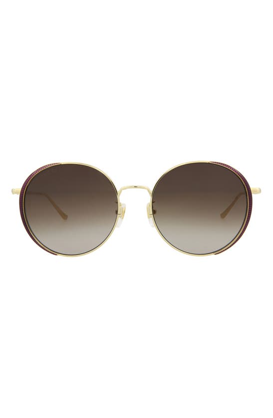 Gucci 56mm Round Sunglasses In Gold