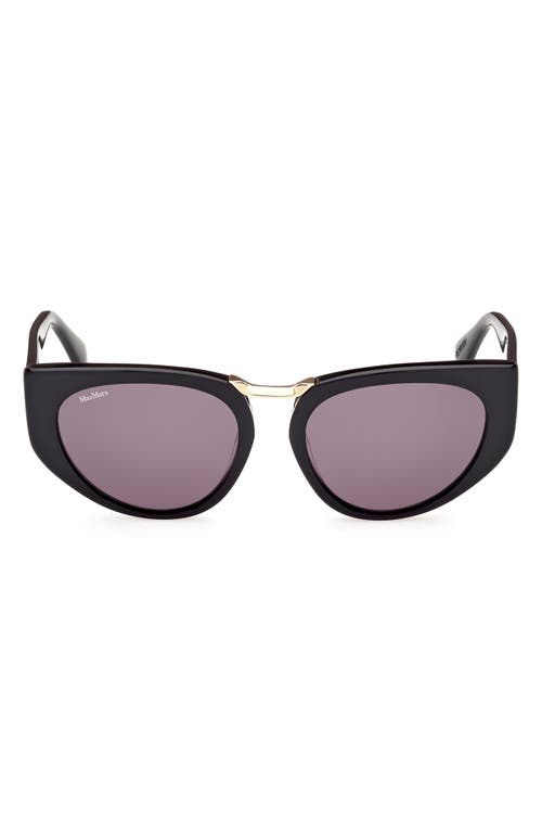 Max Mara Bridge1 54mm Cat Eye Sunglasses in Shiny Black /Smoke at Nordstrom