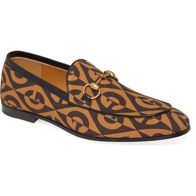 Gucci New Jordaan Bit Loafer, Brown