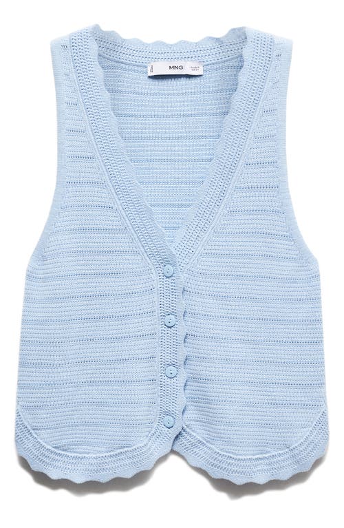 Shop Mango Open Stitch Knit Vest In Blue