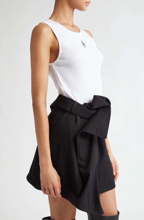 Jw Anderson Crew Neck Ribbed Sleeveless Top Straight Hem In White