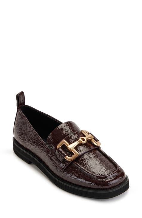 Crinkle Patent Buckle Loafer (Women)