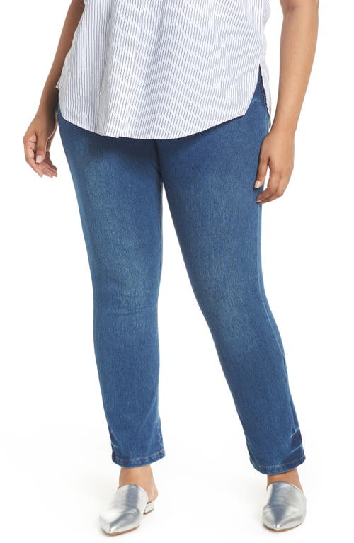 Lyssé High Rise Boyfriend Denim Leggings In Mid Wash