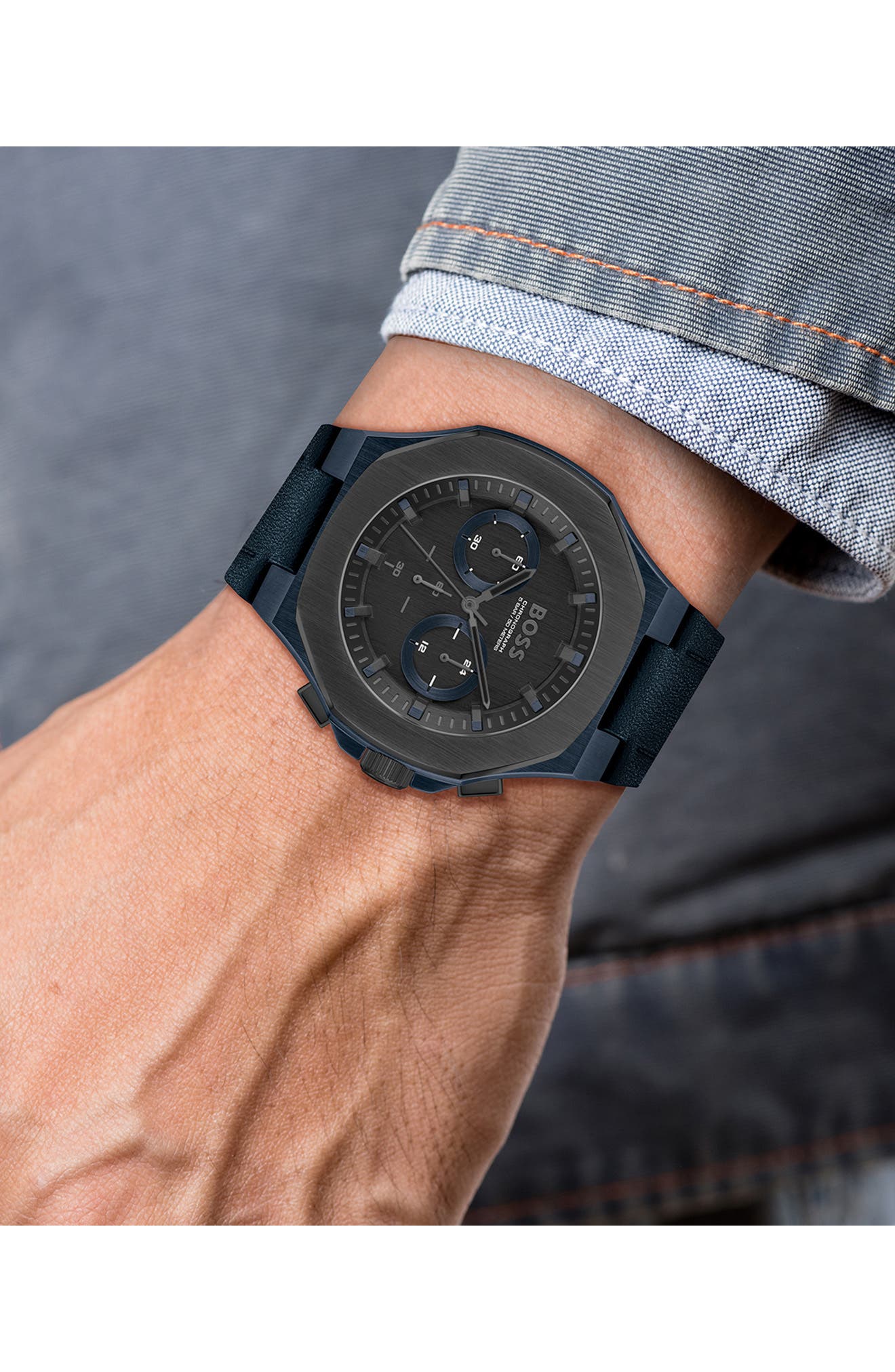 BOSS Taper Chronograph Leather Strap Watch Nordstrom