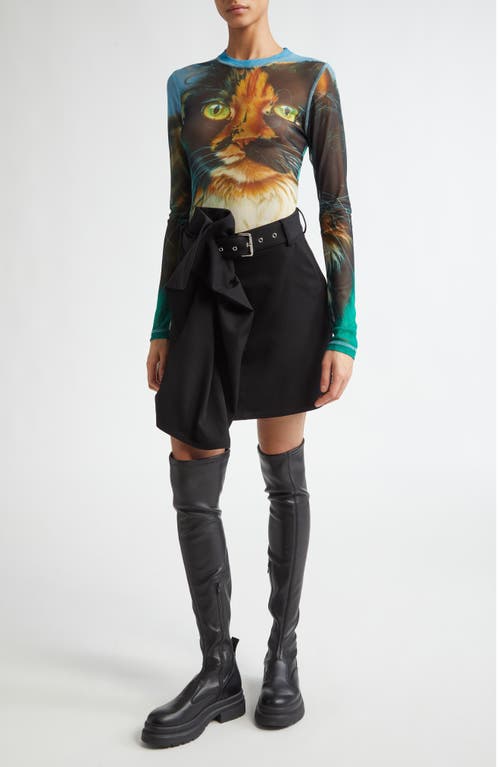 Shop Jw Anderson Digital Cat Long Sleeve Mesh Top In Emerald