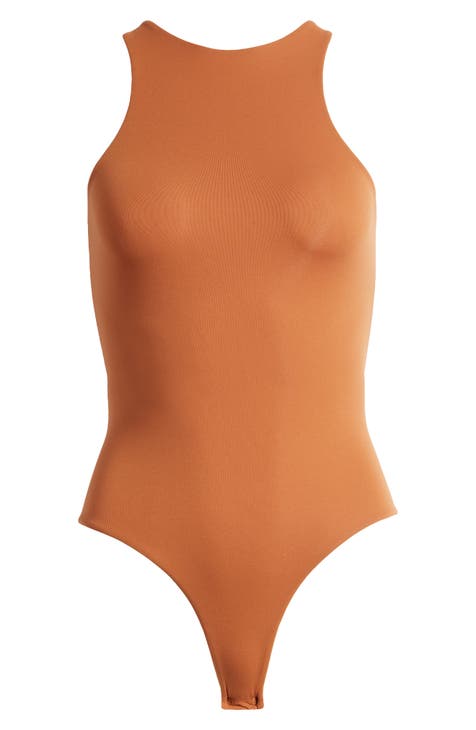 Orange V-neck Lace Bodysuit