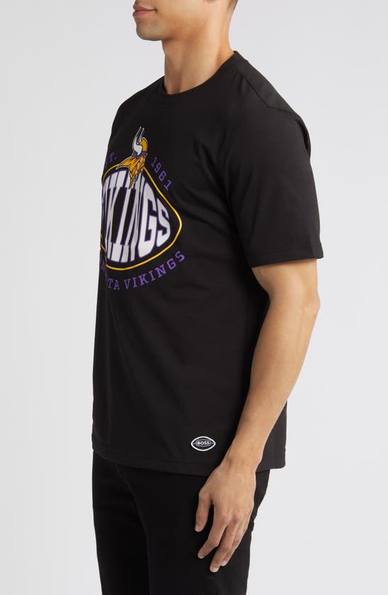 Hugo Boss X Nfl Stretch Cotton Graphic T-shirt In Minnesota Vikings Black