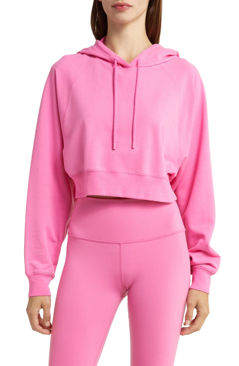Alo Double Take French Terry Crop Hoodie, Main, color, PARADISE PINK