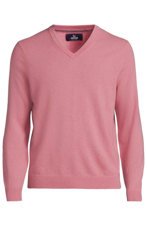 Shop Lands' End Fine Gauge Cashmere V-neck Sweater In Dark Shadow Pink