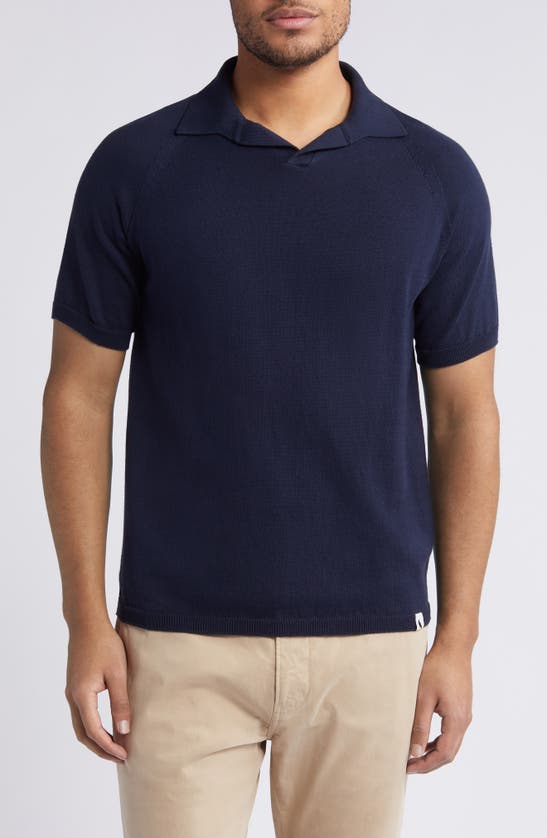 Shop Peregrine Emery 2.0 Organic Cotton Johnny Collar Polo In Navy