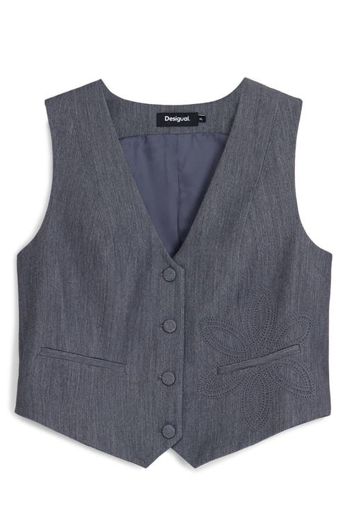 Shop Desigual Bruselas Crop Vest In Black Grey