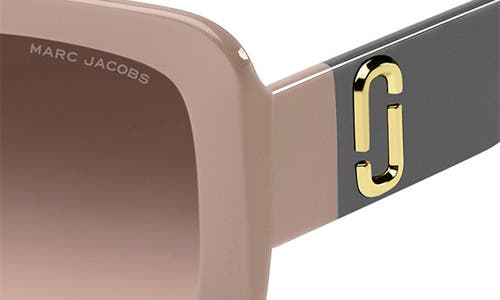 Marc Jacobs 53mm Gradient Polarized Square Sunglasses In Beige Grey/brown Gradient