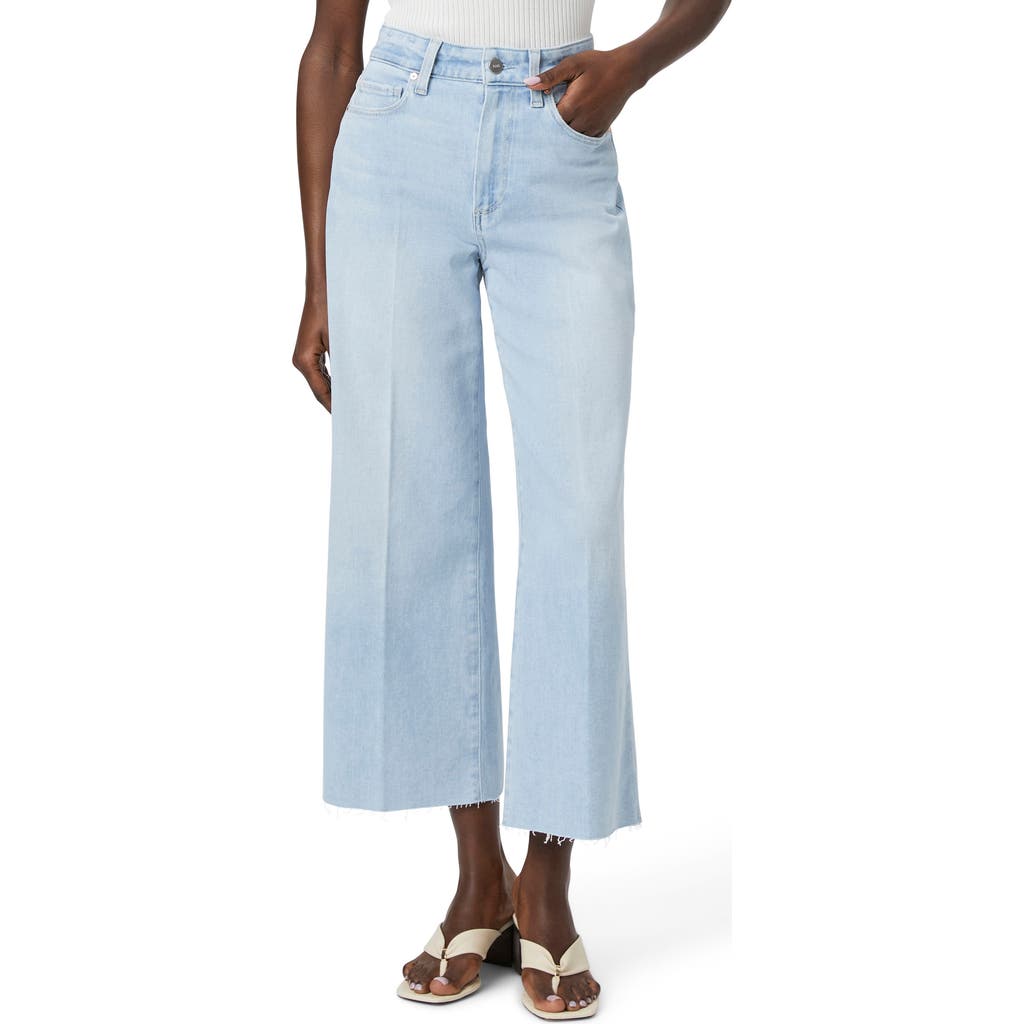 Paige Anessa High Waist Raw Hem Wide Leg Ankle Jeans In Martini