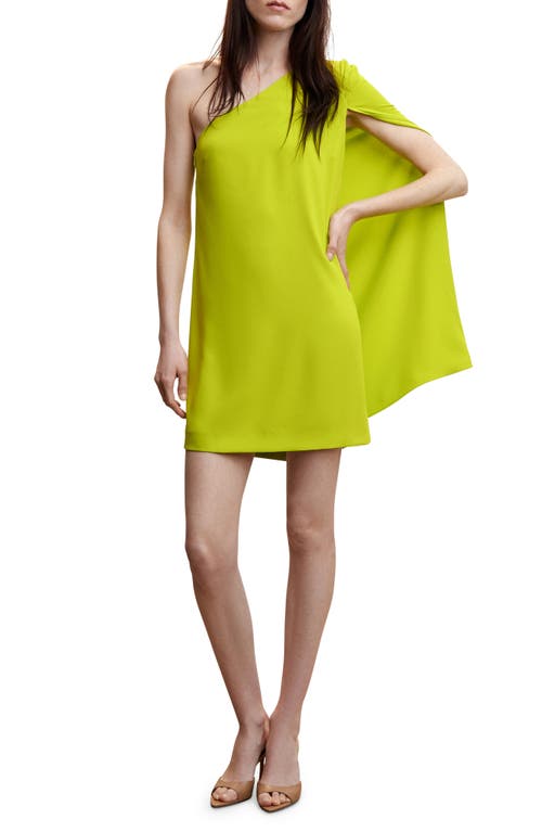 MANGO One-Shoulder Cape Sleeve Minidress Bright Yellow at Nordstrom,