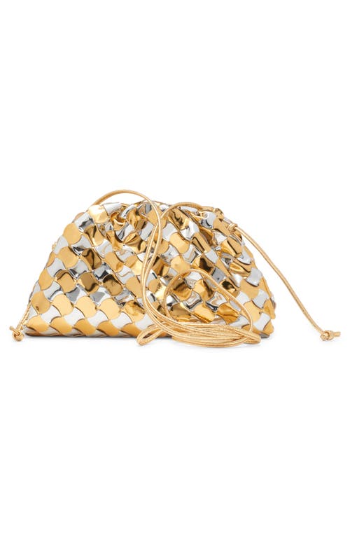 Shop Bottega Veneta The Mini Pouch Pavimento Leather Clutch In Silver/gold