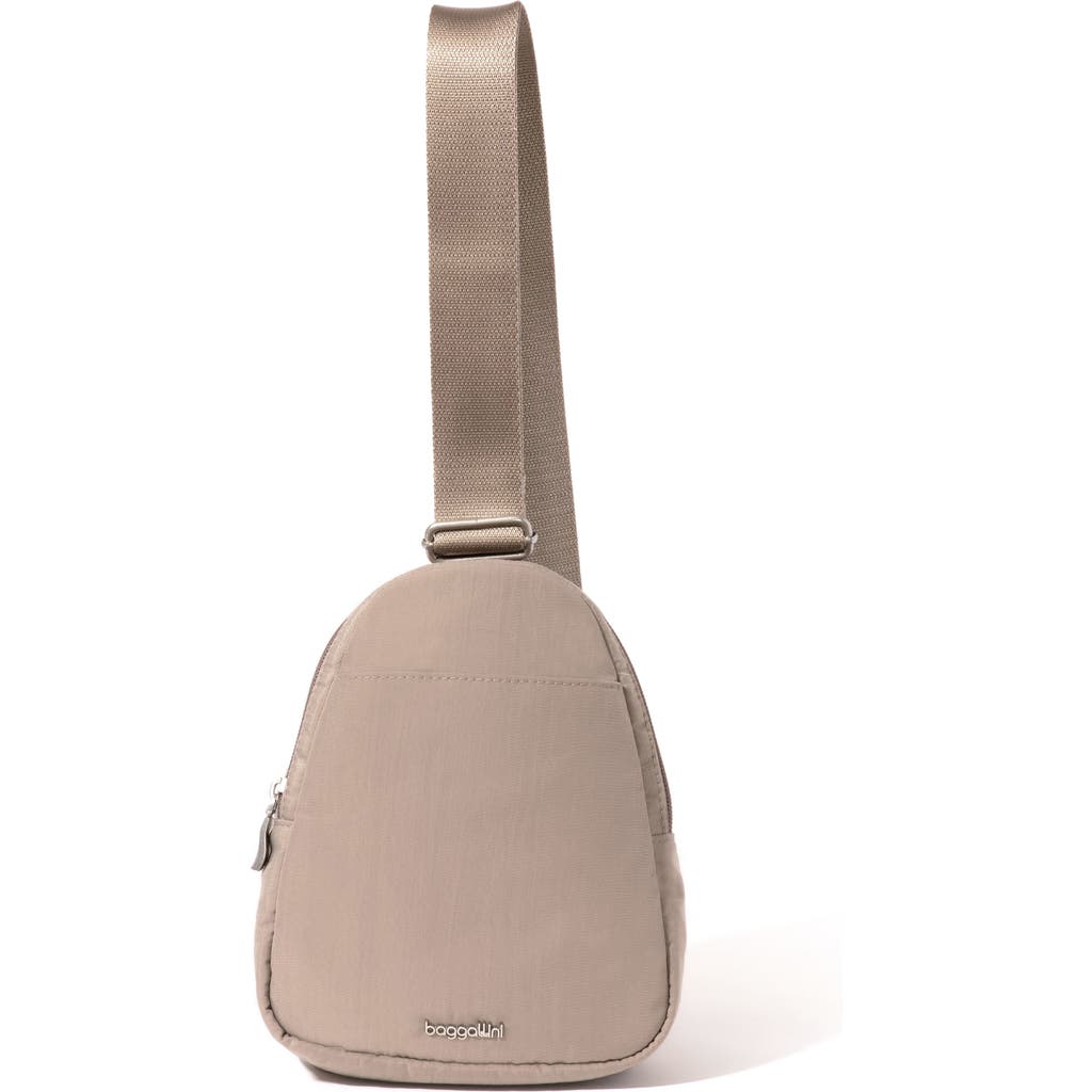 Baggallini Double Zip Mini Sling Bag In Moonrock