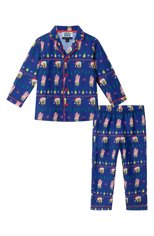 Andy & Evan Kids' SpongeBob SquarePants™ Fair Isle Flannel Two-Piece Pajamas in Navy 