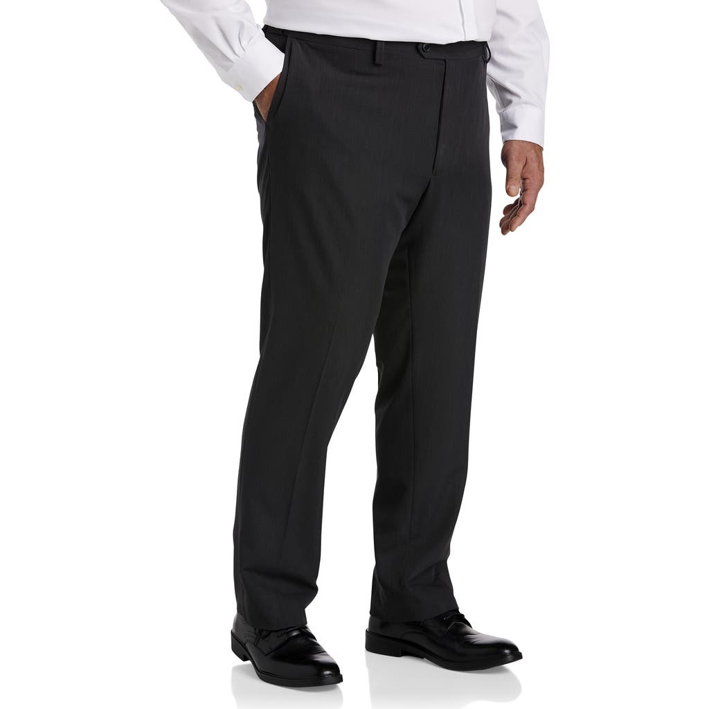 Oak Hill Easy Stretch Pleated Dress Pants In Charcoal
