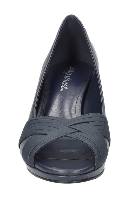 Shop Easy Street Lavish Peep Toe Pump In Navy