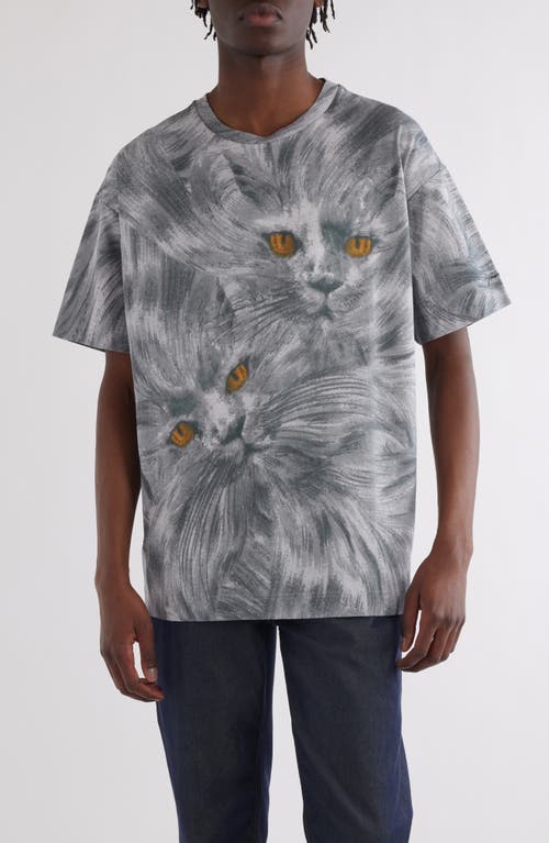 Shop Givenchy Cat Print T-shirt In Grey Multi-colored